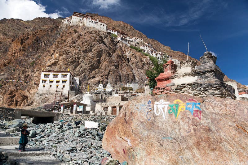 Karsha gompa - buddhist monastery in Zanskar valley royalty free stock photo