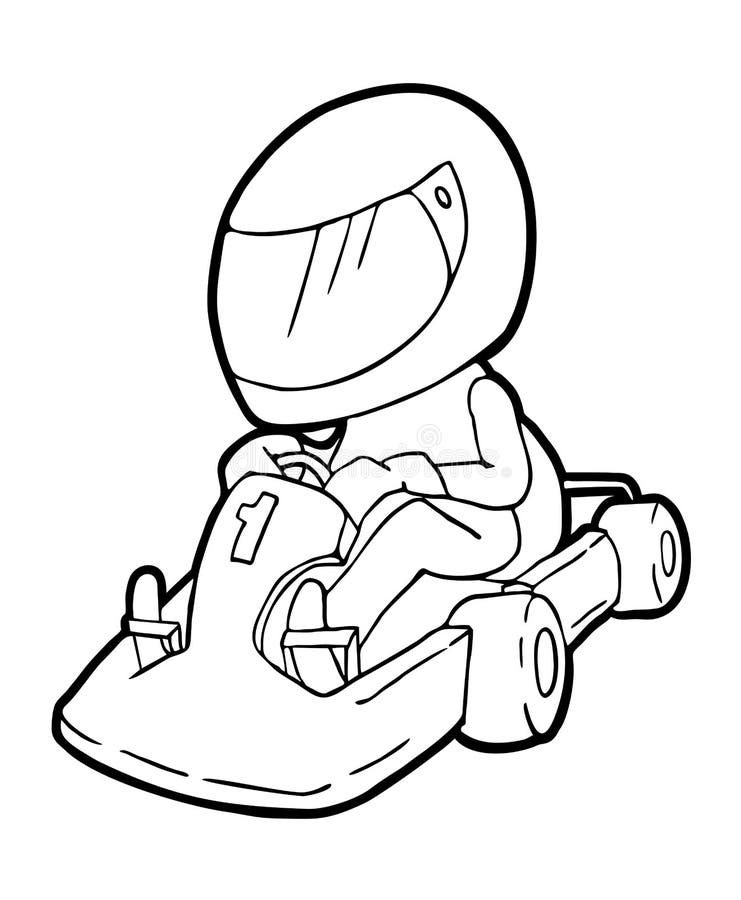 Desenho De Páginas Para Colorir Kart Carro Imprimir Esboço Vetor