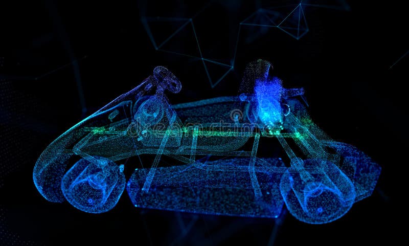Kart racing. Light effect particles background. Modern abstract style consists of colorful dots vector illustration