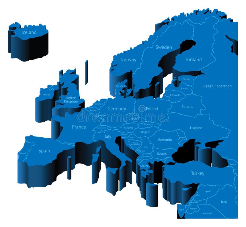 Karte 3d von Europa stock abbildung Karte 3d von Europa stock abbildung