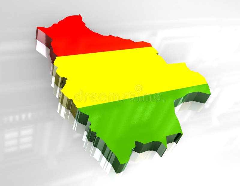Karte der Markierungsfahne 3d von Bolivien lizenzfreie abbildung Karte der Markierungsfahne 3d von Bolivien lizenzfreie abbildung