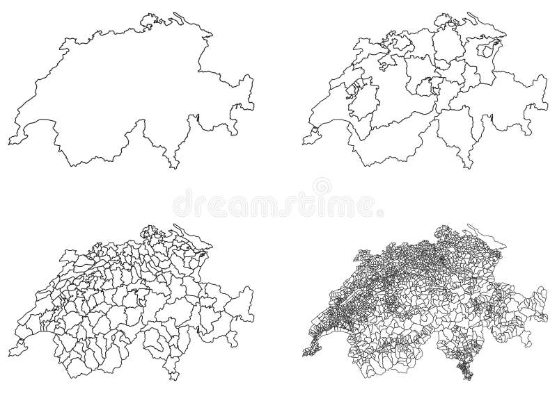 Karte Von Der Schweiz Mit Regionen Vektor Abbildung - Illustration von