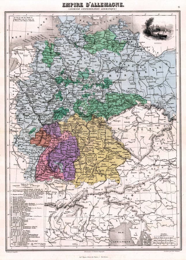 Karte Deutschland Der Antike-1870 Stock Abbildung - Illustration von