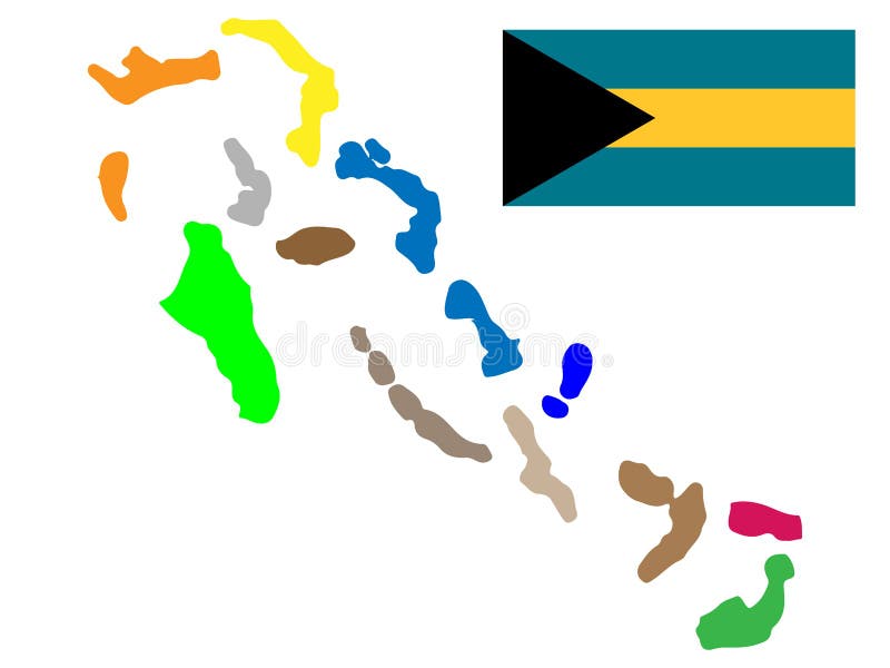 Karte und Flagge des Bahamas Vector vektor abbildung Karte und Flagge des Bahamas Vector vektor abbildung