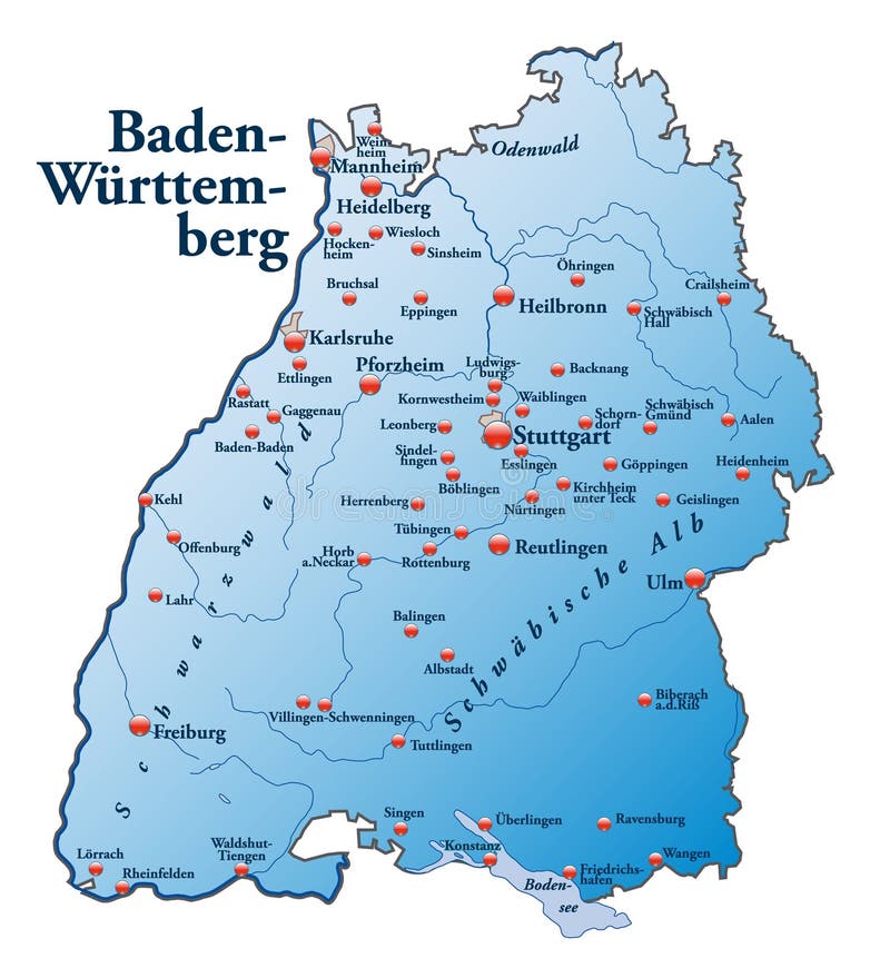 Karte Von Baden-Württemberg Stock Abbildung - Illustration von