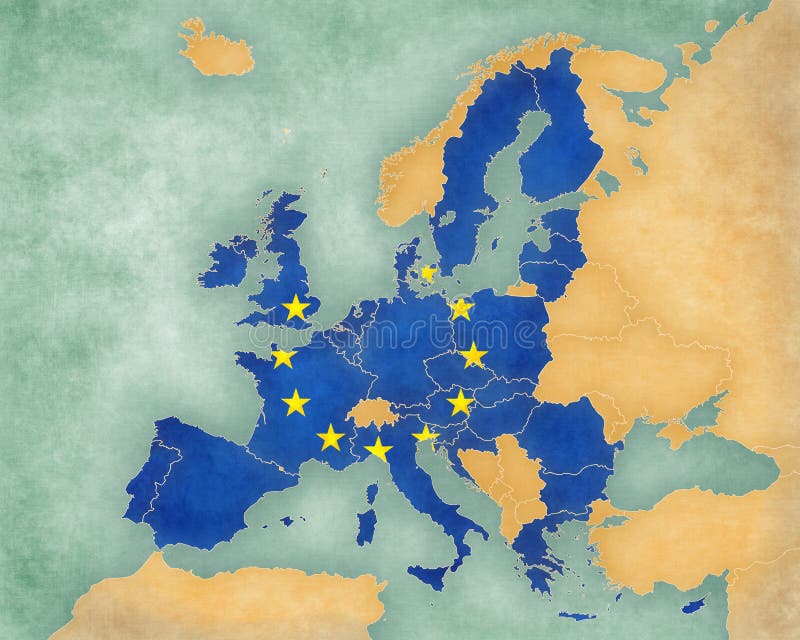 Karte von Europa - Europäische Gemeinschaft 2013 (Sommerart) stock abbildung Karte von Europa - Europäische Gemeinschaft 2013 (Sommerart) stock abbildung