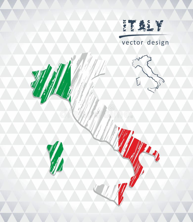 Karte von Italien mit Hand gezeichneter Übersichtskarte nach innen Auch im corel abgehobenen Betrag lizenzfreie abbildung Karte von Italien mit Hand gezeichneter Übersichtskarte nach innen Auch im corel abgehobenen Betrag lizenzfreie abbildung