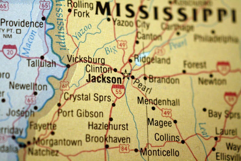 Karte Von Jackson, Mississippi Stockfoto Bild von zwischenstaatlich