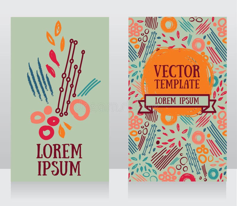 Karten mit abstrakte Hand gezeichnetem Design stock abbildung Karten mit abstrakte Hand gezeichnetem Design stock abbildung