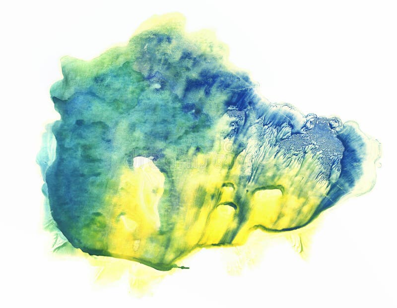 Karten von rorschach Tintenkleks prüfen blauen und gelben Aquarellfleck