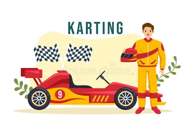 Karting Sport Com Jogos De Corrida, Ir Kart Ou Mini Carro Em Pista De  Pequenos Circuitos Em Desenho Desenhado à Mão Ilustração do Vetor -  Ilustração de excitador, fundo: 264053710