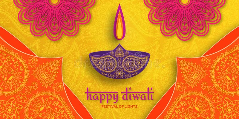 Greeting card for Diwali festival celebration in India. Vector illustration. Greeting card for Diwali festival celebration in India. Vector illustration