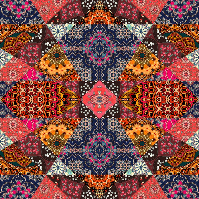 Kartka z pozdrowieniami w boho stylu Piękny patchworku wzór ilustracji Kartka z pozdrowieniami w boho stylu Piękny patchworku wzór ilustracji