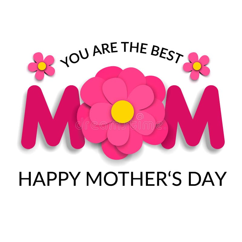 Kartka z życzeniami matek z tekstem jesteś najlepszą mamą i listem z różowego papieru wyciętego z kwiatu. szczęśliwe matki
