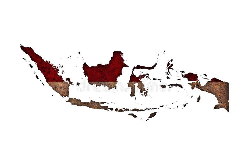 Kartlägga och flaggan av Indonesien på rostig metall royaltyfri fotografi Kartlägga och flaggan av Indonesien på rostig metall royaltyfri fotografi