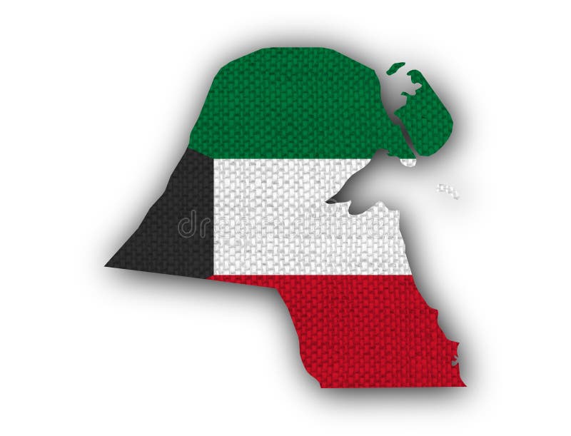 Kartlägga och flaggan av Kuwait på gammal linne vektor illustrationer Kartlägga och flaggan av Kuwait på gammal linne vektor illustrationer