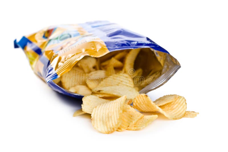 Kartoffelchip innen Beutel stockfoto Kartoffelchip innen Beutel stockfoto