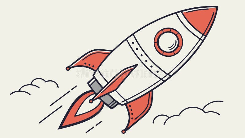 Kartoon Rocket Launch Illustration-vektordesign Generativ AI stock illustrationer
