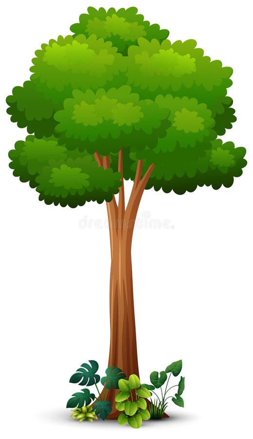 Kartoonbaum mit üppiger grüner Vegetation lizenzfreie abbildung