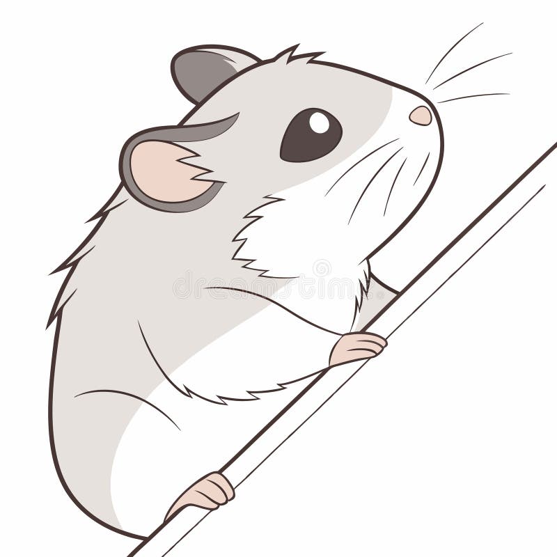 Kartoonhamster som klättrar på en gren mot vit bakgrund royaltyfri illustrationer
