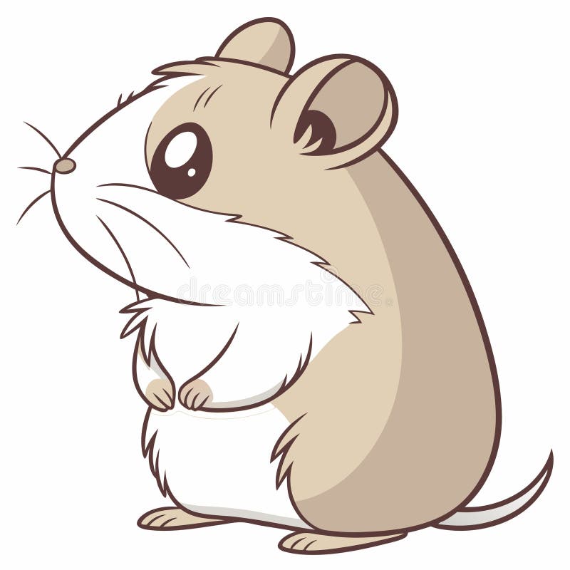Kartoonhamster som står med stora ögon på vit bakgrund stock illustrationer