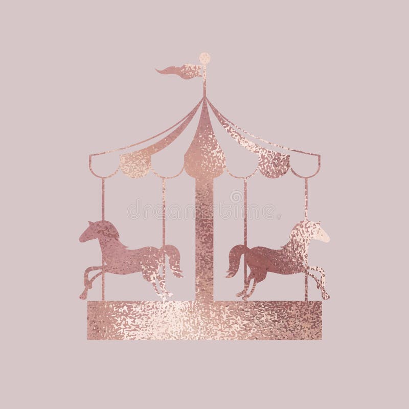 Karusell Rosa guld elegant illustrationvektor royaltyfri illustrationer