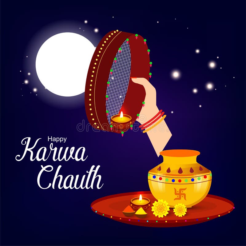 Karwa Chauth com ilustração agradável e criativa do projeto ilustração do vetor Karwa Chauth com ilustração agradável e criativa do projeto ilustração do vetor