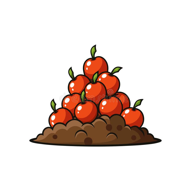 Karykaturalny Pile Apple : Świeże organiczne i pyszne zbiory ilustracji