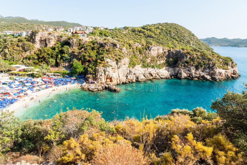 Buyuk Cakil beach near Kas resort town on the Mediterranean coastline of Antalya province in Turkey