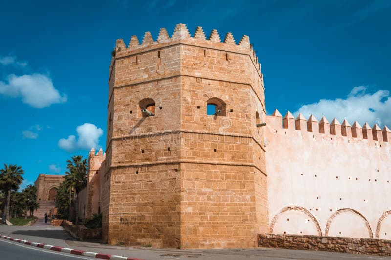 Kasbah van Udayas-vesting in Rabat Marokko stock afbeelding Kasbah van Udayas-vesting in Rabat Marokko stock afbeelding