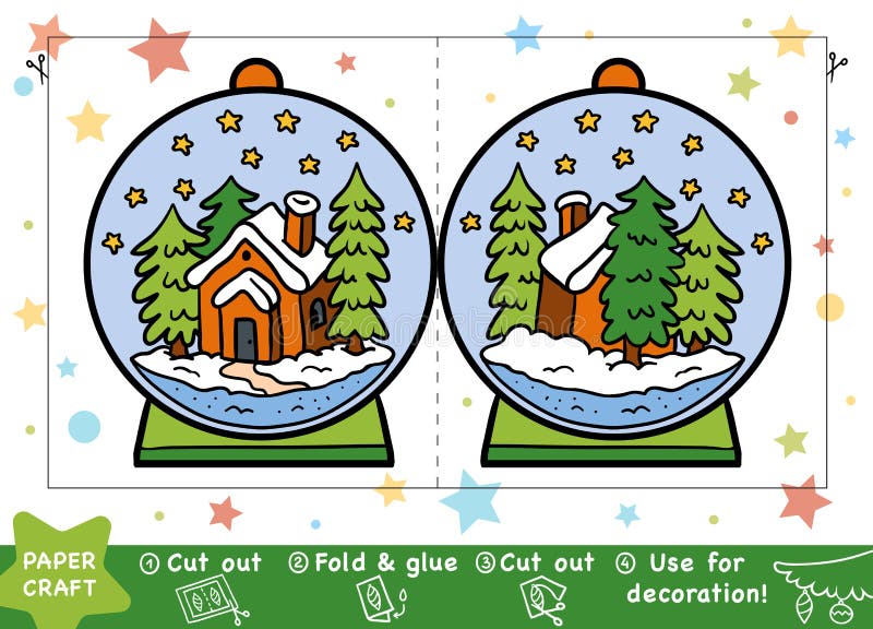 Kastar snöboll pappers- hantverk för jul för barn, med ett hus royaltyfri illustrationer Kastar snöboll pappers- hantverk för jul för barn, med ett hus royaltyfri illustrationer