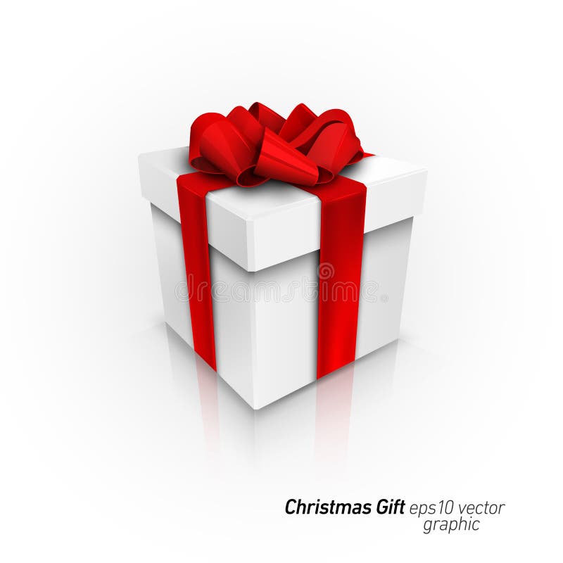 Gift Box with Red Ribbon Bow | Detailed 3D EPS10 Vector Graphic | Separate Layers Named Accordingly. Gift Box with Red Ribbon Bow | Detailed 3D EPS10 Vector Graphic | Separate Layers Named Accordingly