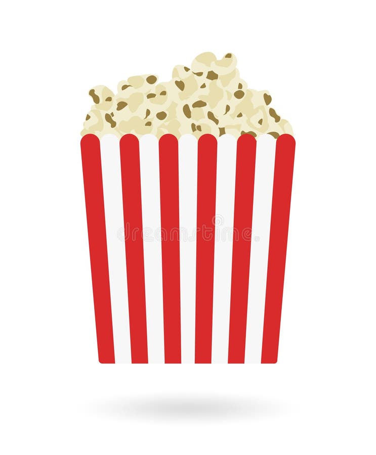 Kasten mit dem Popcorn isoliert auf weißem Hintergrund. realistische Vektorillustration der einfachen flachen Art vektor abbildung