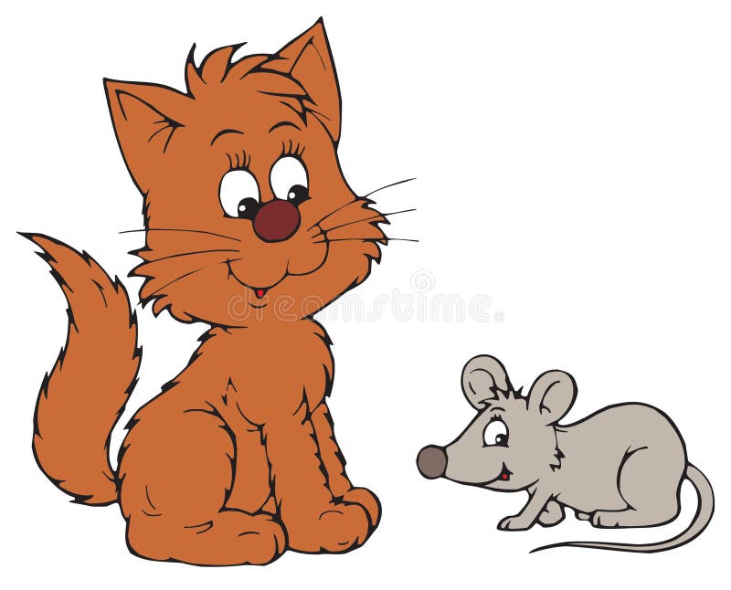 Kat en muis (vector klem-kunst