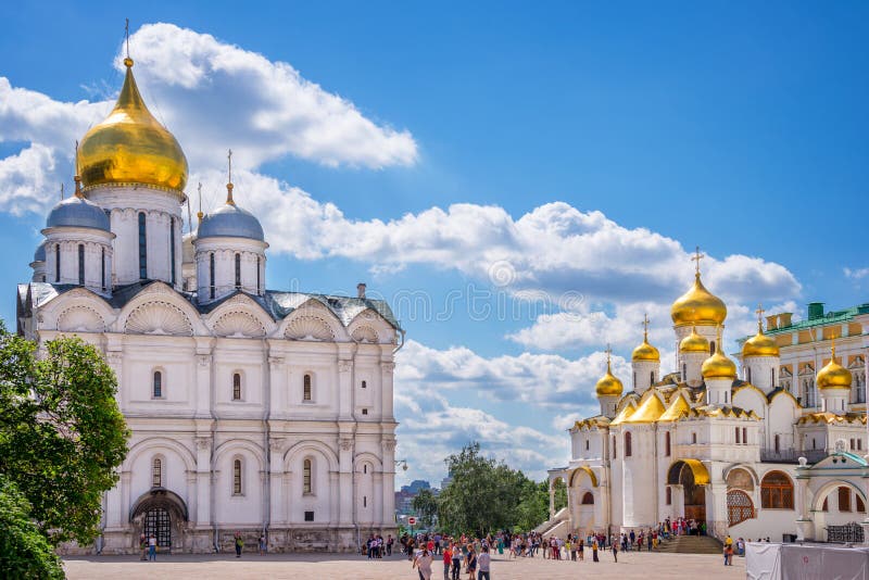 Katedra archanioł i katedra Annunciation na katedra kwadracie, Moskwa Kremlin, Rosja