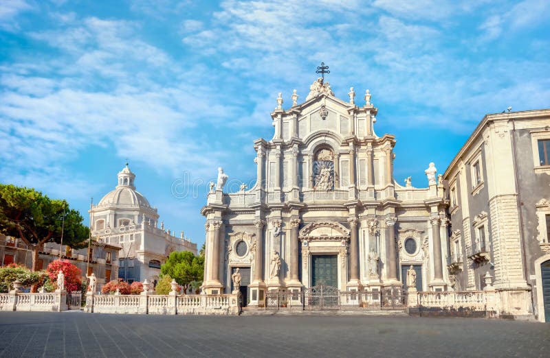 View of Cathedral Sant Agata  on Piazza del Duomo in Catania. Sicily. Italy. View of Cathedral Sant Agata  on Piazza del Duomo in Catania. Sicily. Italy