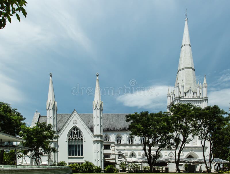 Kathedraal van St Andrew voorgevel in Singapore stock foto Kathedraal van St Andrew voorgevel in Singapore stock foto