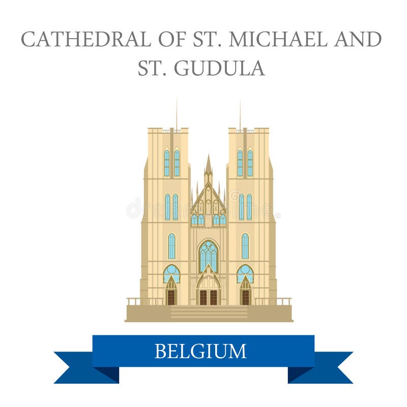 Kathedraalst Mikhael Gudula Brussels Belgium vlak vectorgezicht vector illustratie Kathedraalst Mikhael Gudula Brussels Belgium vlak vectorgezicht vector illustratie
