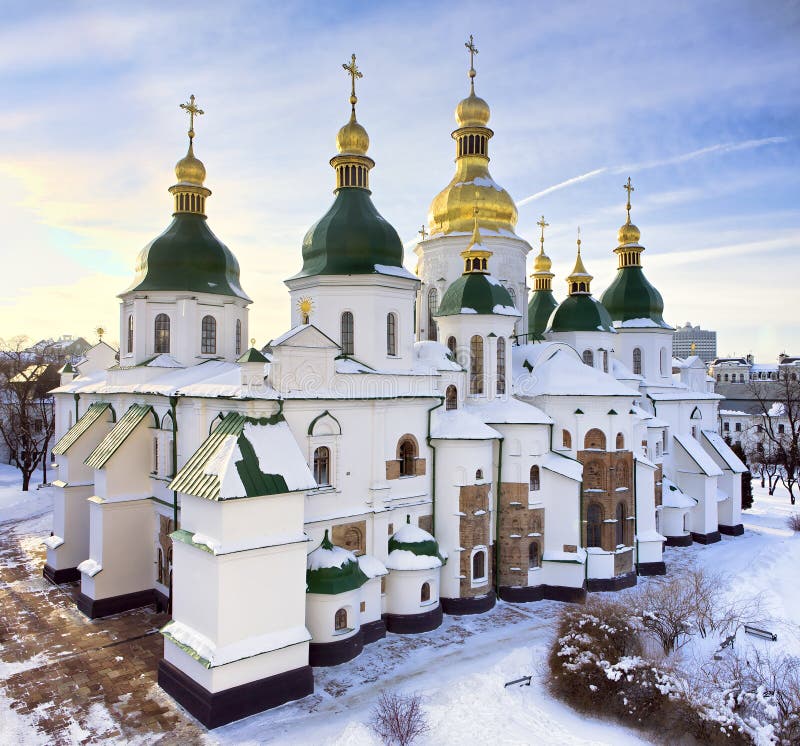 Sophienkathedrale in Kiew im Winter stockbilder