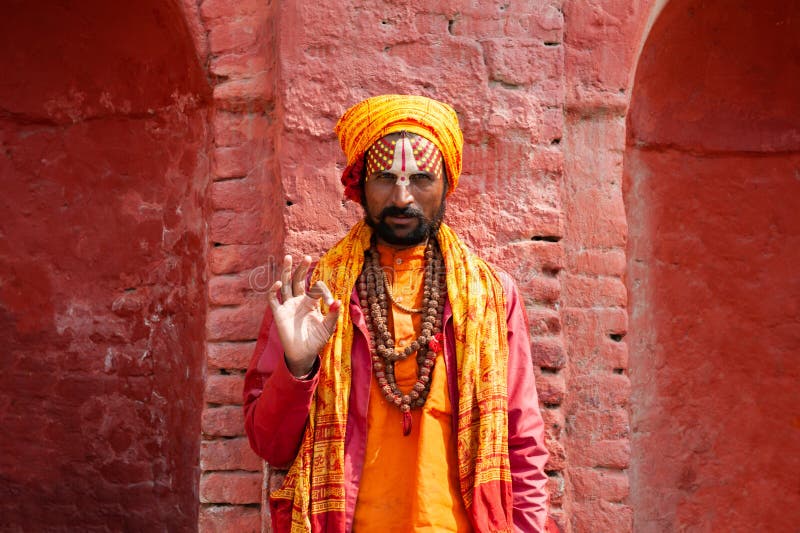 Sadhu holy man in Pashupatinath Temple in Kathmandu, Nepal royalty free stock image Sadhu holy man in Pashupatinath Temple in Kathmandu, Nepal royalty free stock image