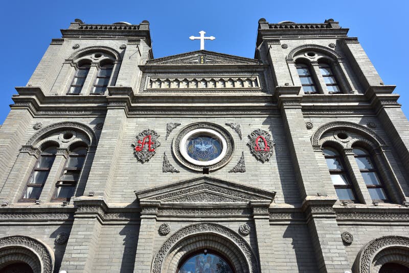 The Catholic church built by a French Missionary since 1901 in Baoding City, Hebei Province, China. The Catholic church built by a French Missionary since 1901 in Baoding City, Hebei Province, China