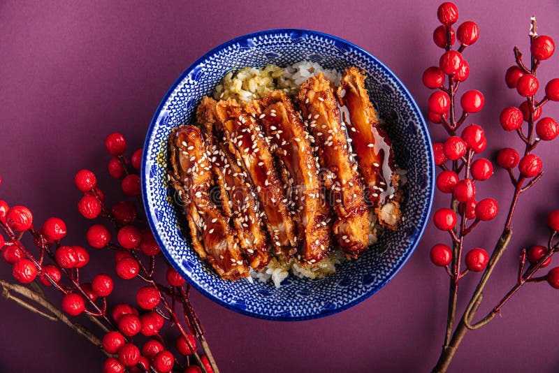 Katsudon Fried Chicken with Rice in a Bowl Stock Photo Image of rice