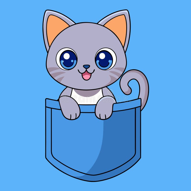 Katt i en blå fickillustration vektor illustrationer