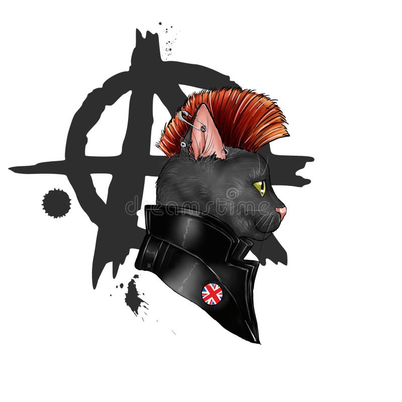 Kattdjur som kläs som ett punkrocktecken vektor illustrationer Kattdjur som kläs som ett punkrocktecken vektor illustrationer