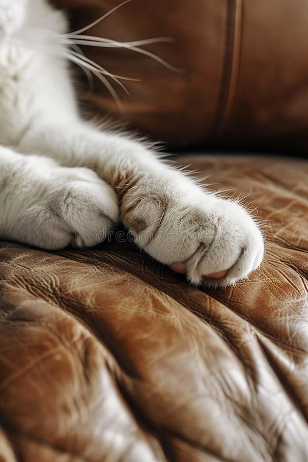 The cat scratches the sofa furniture. Selective focus. animal. AI generated. The cat scratches the sofa furniture. Selective focus. animal. AI generated