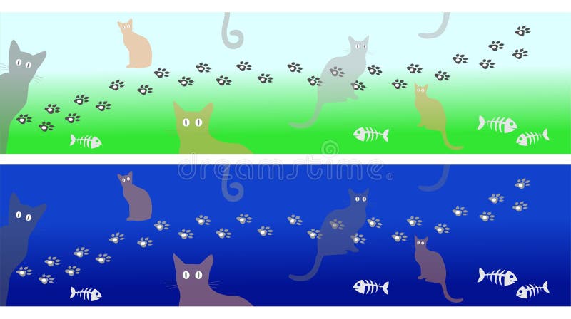 Katten tafsar tryckbanret stock illustrationer Katten tafsar tryckbanret stock illustrationer