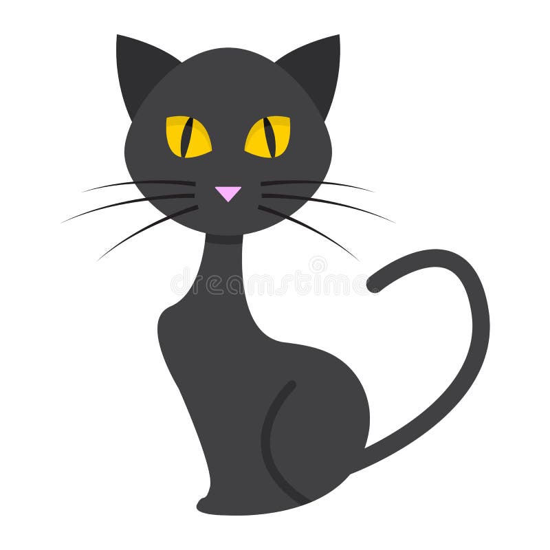 Katten vlak pictogram, Halloween en eng, dierlijk teken stock illustratie Katten vlak pictogram, Halloween en eng, dierlijk teken stock illustratie