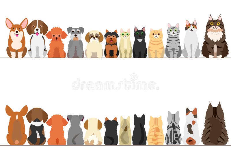 Katter och liten hundkapplöpninggränsuppsättning vektor illustrationer Katter och liten hundkapplöpninggränsuppsättning vektor illustrationer