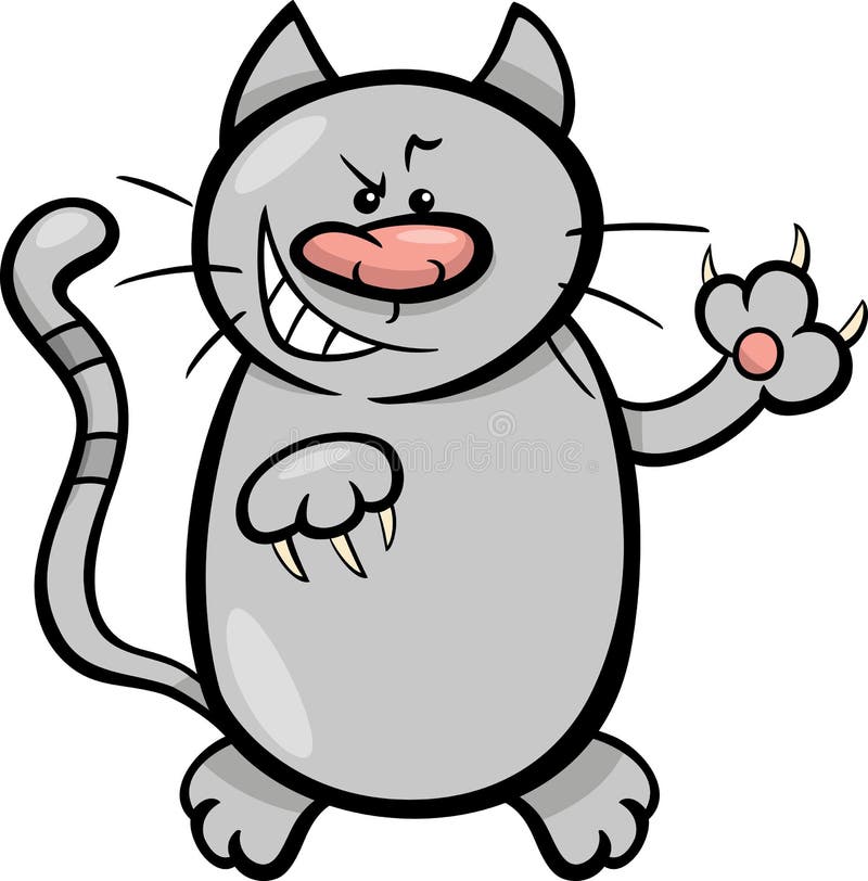 Cartoon Illustration of Malicious Cat with Sharp Claws. Cartoon Illustration of Malicious Cat with Sharp Claws