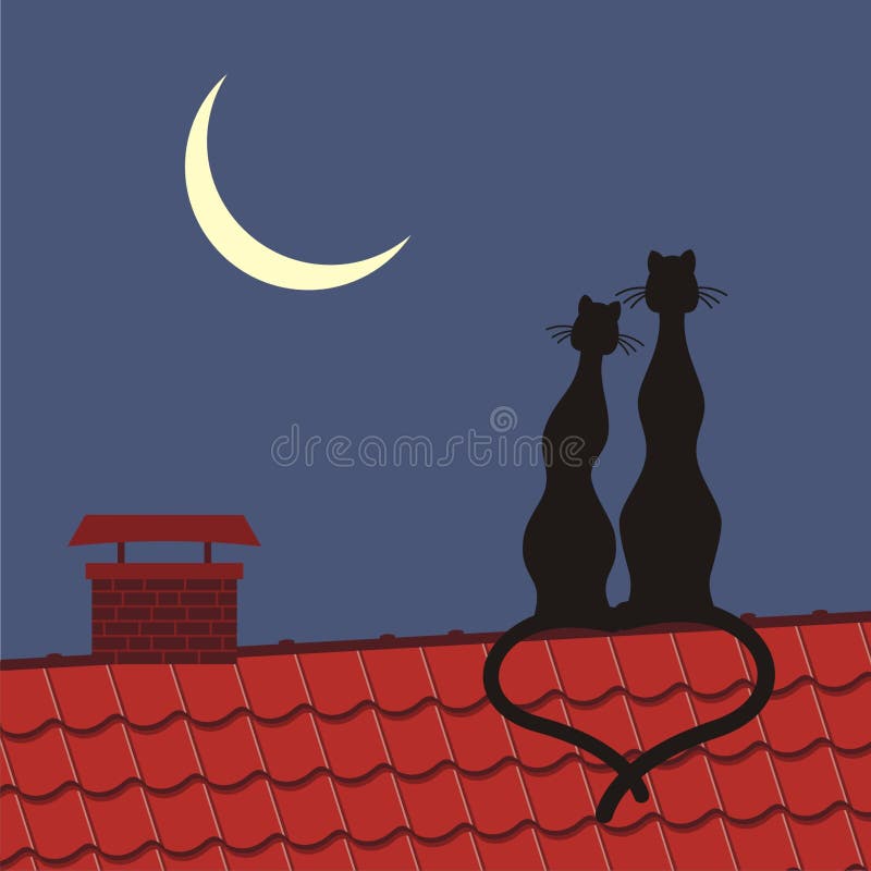 Katzen auf dem Dach vektor abbildung. Illustration von